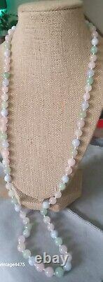 Vtg Natural Stones Necklace Rose Quartz Amathyst Blue Lace Agate Amazonite