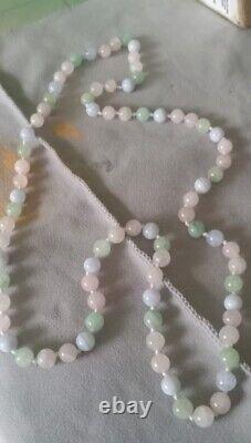 Vtg Natural Stones Necklace Rose Quartz Amathyst Blue Lace Agate Amazonite