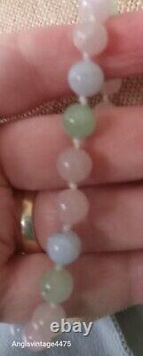 Vtg Natural Stones Necklace Rose Quartz Amathyst Blue Lace Agate Amazonite