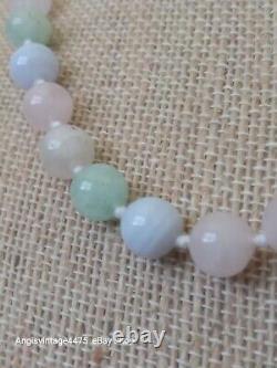 Vtg Natural Stones Necklace Rose Quartz Amathyst Blue Lace Agate Amazonite