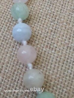 Vtg Natural Stones Necklace Rose Quartz Amathyst Blue Lace Agate Amazonite