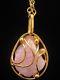 Vtg RUNWAY Rose Quartz Pendant Necklace HUGE c 1970 Mid Century Hippie Bohemian