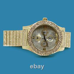 Watch Fully Iced Last Supper Pendant 14k Gold Plated Cuban Chain Cubic Zirconia
