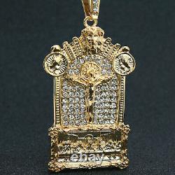 Watch Fully Iced Last Supper Pendant 14k Gold Plated Cuban Chain Cubic Zirconia