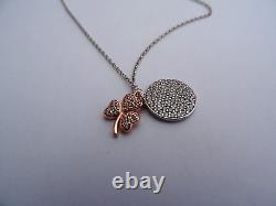 Waterford crystal, disc and rose gold shamrock pendant necklace. Brand new