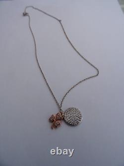 Waterford crystal, disc and rose gold shamrock pendant necklace. Brand new