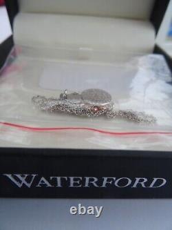 Waterford crystal, disc and rose gold shamrock pendant necklace. Brand new