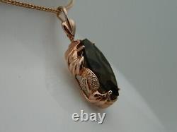 Welsh Clogau 9ct Rose Gold Ar Dan Smoky Quartz & Diamond Pendant