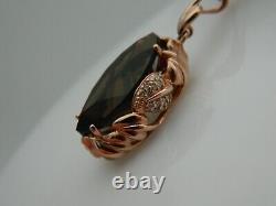 Welsh Clogau 9ct Rose Gold Ar Dan Smoky Quartz & Diamond Pendant