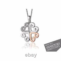 Welsh Clogau Sterling Silver 9ct Rose Gold & Swarovski Affinity Pendant Necklace