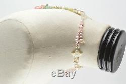 White & Pink Pearl Tassel Back Necklace with Carved Rose Quartz Flower Pendant