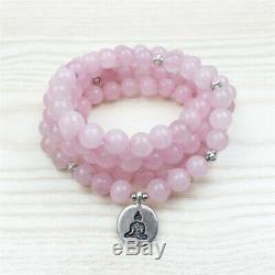 Wholesale 100pcs 6mm Rose Quartz Bracelet 108 Beads Buddha Pendant Energy
