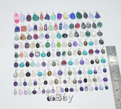 Wholesale 157pc 925 Solid Sterling Silver Turquoise MIX Stone Pendant Lot Kf411