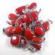 Wholesale Lot! 100 PCs Red Coral Gemstone Silver Plated Gift Pendant Jewelry