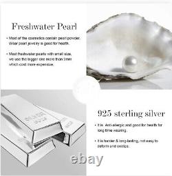 Women 12mm Freshwater Pearl Pendant 925 Sterling Silver Flower Necklace UK BEST