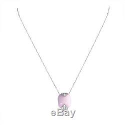Women's 18K White Gold Diamond & Rose Quartz Pendant Necklace 230-00011