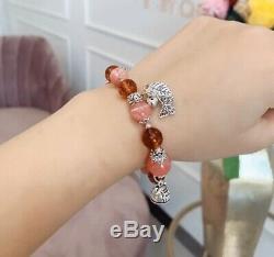 Womens Gemstone Natural Beads Bracelet Angel Pendant Charm Jewelry