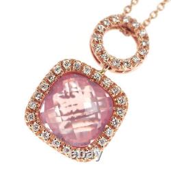Zokkai K18PG rose quartz diamond pendant necklace Auth free shipping from Japa